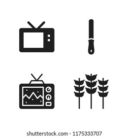 panel icon. 4 panel vector icons set. television, grains and cut icons for web and design about panel theme