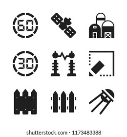 panel icon. 9 panel vector icons set. barn, satellite and fence icons for web and design about panel theme