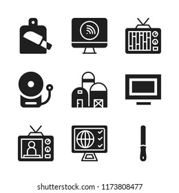 panel icon. 9 panel vector icons set. television, fire alarm and cut icons for web and design about panel theme