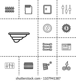 Panel icon. collection of 13 panel outline icons such as atm, fence, endless battery, slider, memory card, sun battery. editable panel icons for web and mobile.