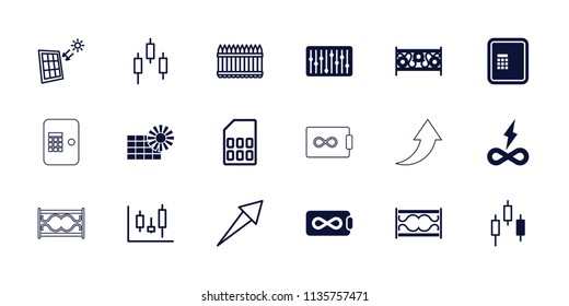 Panel icon. collection of 18 panel filled and outline icons such as atm, fence, slider, endless battery, arrow. editable panel icons for web and mobile.