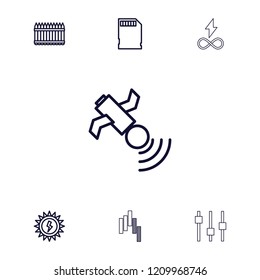Panel icon. collection of 7 panel outline icons such as satellite, memory card, sun battery, fence, adjust. editable panel icons for web and mobile.