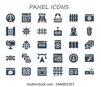 panel icon set. 30 filled panel icons.  Simple modern icons about  - Dashboard, Browser, Sliders, Balcony, Fence, Solar energy, Remote control, Slider, Billboard, Solar panel