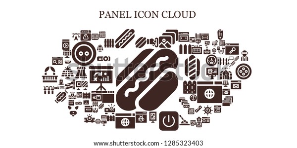 \
panel icon set. 93 filled panel icons. Simple modern icons about  -\
Hot dog, Browser, Insert coin, Billboard, Power, Filter,\
Speedometer, Edit tools, Solar panel, Projector,\
Fence