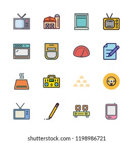 panel icon set. vector set about radio, oven, barn and gold icons set.