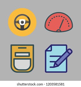 panel icon set. vector set about oven, edit, speedometer and steering wheel icons set.