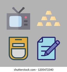 panel icon set. vector set about gold, edit, oven and television icons set.