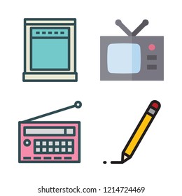 panel icon set. vector set about oven, radio, television and edit icons set.