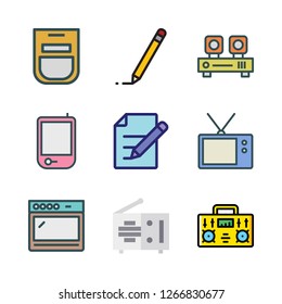 panel icon set. vector set about radio, oven, edit and audio player icons set.