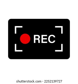 Panel icon for video recording. REC sign. Vector.