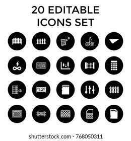 Panel icons. set of 20 editable filled and outline panel icons such as fence, adjust, endless battery, memory card, intercom