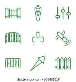 Panel icons set. set of 9 panel outline icons such as fence, remote control, satellite, slider, adjust, arrow
