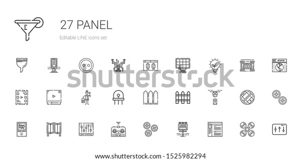 panel icons
set. Collection of panel with browser, billboard, buttons, remote
control, levels, room divider, domotics, drone, fence, diode.
Editable and scalable panel
icons.