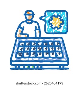 panel installation solar doodle icon sketch vector. panel installation solar sign. isolated symbol illustration