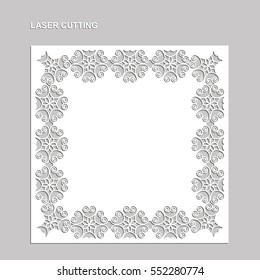 Panel with lace pattern for laser cutting. The pattern of the stencil in the Eastern, Islamic, Muslim, Asian, Indian style. Floral pattern paper cutting.