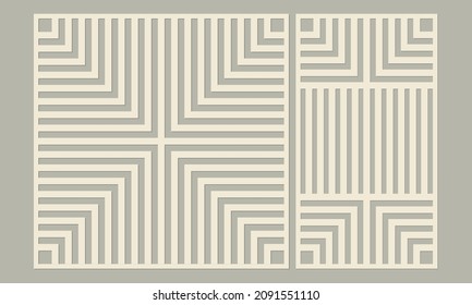 Panel for laser cutting. Abstract geometric pattern with square line shapes. Elegant decorative pattern for wood cutting, metal cutting.