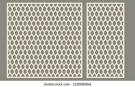 Panel for laser cutting. Geometric pattern of complex zigzag shape. Template for cutting plywood, wood, paper, cardboard and metal.