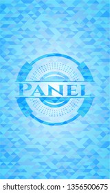 Panel light blue emblem with triangle mosaic background
