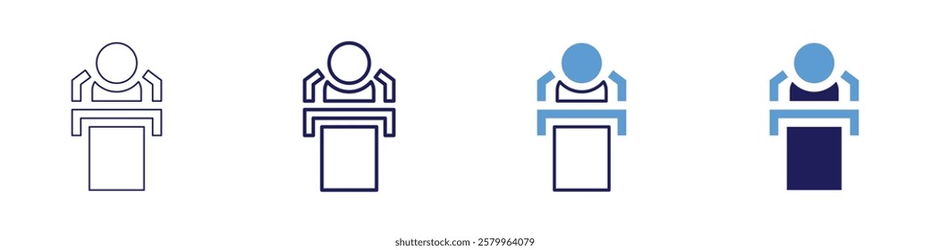 Panel moderator icon in 4 different styles. Thin Line, Line, Bold Line, Duotone. Duotone style. Editable stroke.