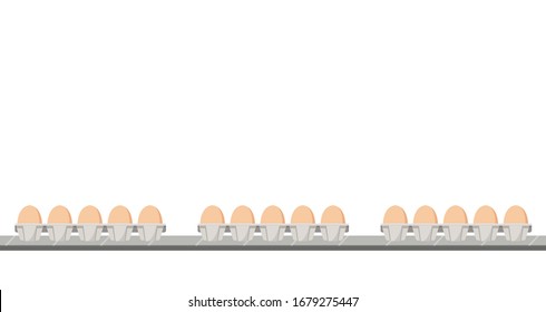 Panel paper eggs. Egg panel vector. Egg panel on conveyor belt.