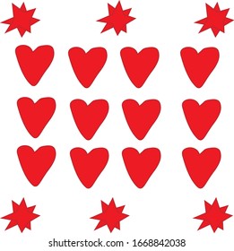 panel with red hearts filled on white background