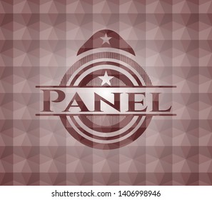 Panel red seamless geometric emblem.