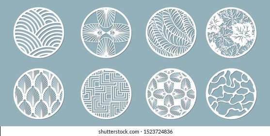 panel for registration of the decorative surfaces. Abstract circles, balls. Vector illustration of a laser cutting. Plotter cutting and screen printing.