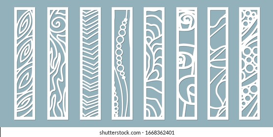panel for registration of the decorative surfaces. Abstract strips, lines, panels. Vector illustration of a laser cutting. Plotter cutting and screen printing