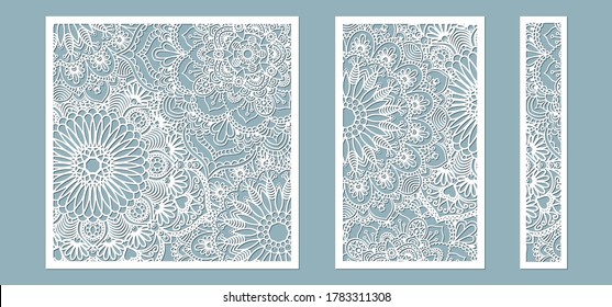 panel for registration of the decorative surfaces. Abstract strips, mandala, panels. Vector illustration of a laser cutting. Plotter cutting and screen printing.