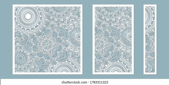 panel for registration of the decorative surfaces. Abstract strips, mandala, panels. Vector illustration of a laser cutting. Plotter cutting and screen printing.