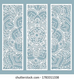 panel for registration of the decorative surfaces. Abstract strips, mandala, panels. Vector illustration of a laser cutting. Plotter cutting and screen printing.