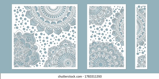 panel for registration of the decorative surfaces. Abstract strips, mandala, panels. Vector illustration of a laser cutting. Plotter cutting and screen printing.