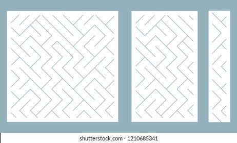 panel for registration of the decorative surfaces. lines, stripes, maze. Vector illustration of a laser cutting. Plotter cutting and screen printing