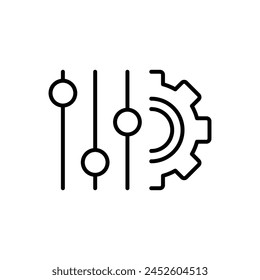 Panel settings icon. Simple outline style. Equalizer options, preferences, work, gear, tool, cogwheel, cog, level, technology concept. Thin line symbol. Vector illustration isolated.