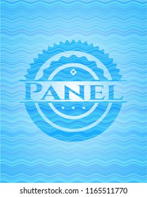 Panel sky blue water style badge.