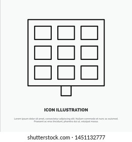 Panel, Solar, Construction Line Icon Vector