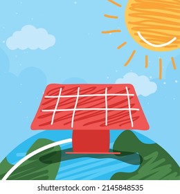 panel solar and sun scene