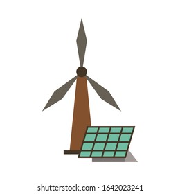 panel solar and windmill alternative energy vector illustration design