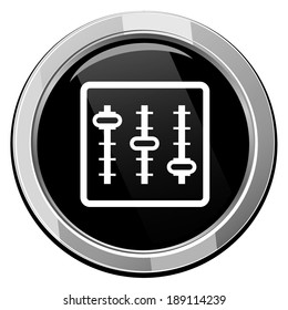 Panel of sound mixer console. Black round icon