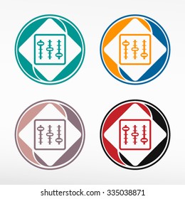 Panel of sound mixer console. Round color set. Web icon element. 