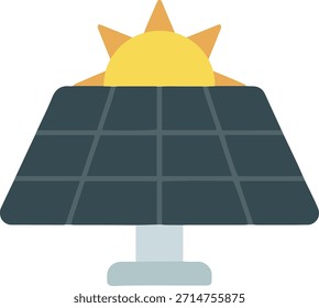 “Panel solar con icono solar, Vector mínimo plano, símbolo de energía renovable”
