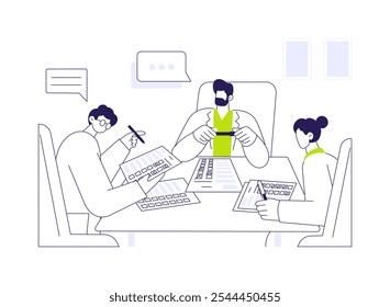 Panel survey abstract concept vector illustration. Citizen taking panel survey, social science and movement, focus group, opinion poll sector, psychological research abstract metaphor.