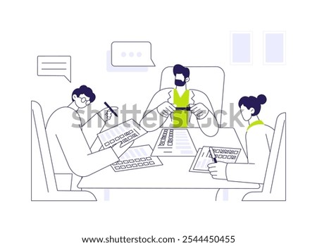 Panel survey abstract concept vector illustration. Citizen taking panel survey, social science and movement, focus group, opinion poll sector, psychological research abstract metaphor.