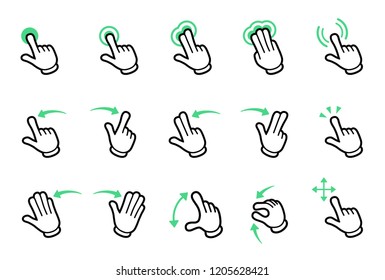 panel touch icon set-cartoon style