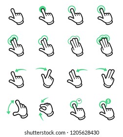 panel touch icon set-cartoon style