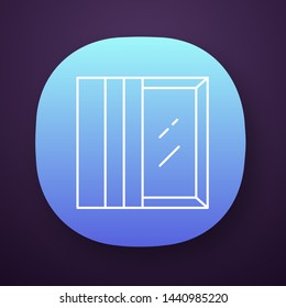 Panel tracks app icon. Vertical window coverings. Office window view. Home interior. UI/UX user interface. Web or mobile application. Fabric panels. Vector isolated illustration