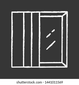 Panel tracks chalk icon. Vertical window coverings. Fabric panels. Living room, bedroom, kitchen decoration. Office window view. Home interior. Isolated vector chalkboard illustration