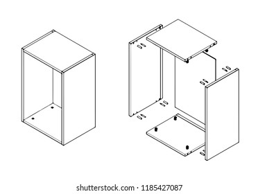 Panel Wood Furniture Assembly Part Drawing