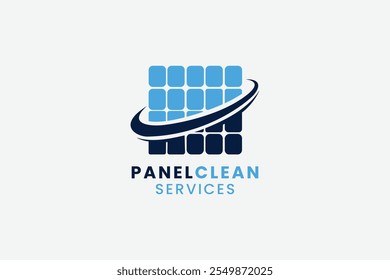 PanelClean Services-Logo mit digitalem Panel-Raster und Sweep-Motion-Element