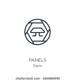 Panels icon. Thin linear panels outline icon isolated on white background from signs collection. Line vector sign, symbol for web and mobile